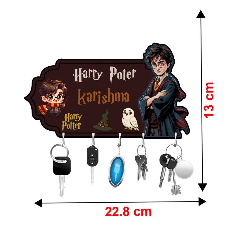 Wooden Wizard Theme Key Holder with 5 Hooks for Wall Decor in harry porter theme